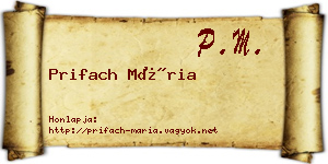 Prifach Mária névjegykártya